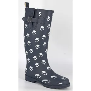 Stormwells W274C Womens Wellington Boots Navy Blue/Paw Print