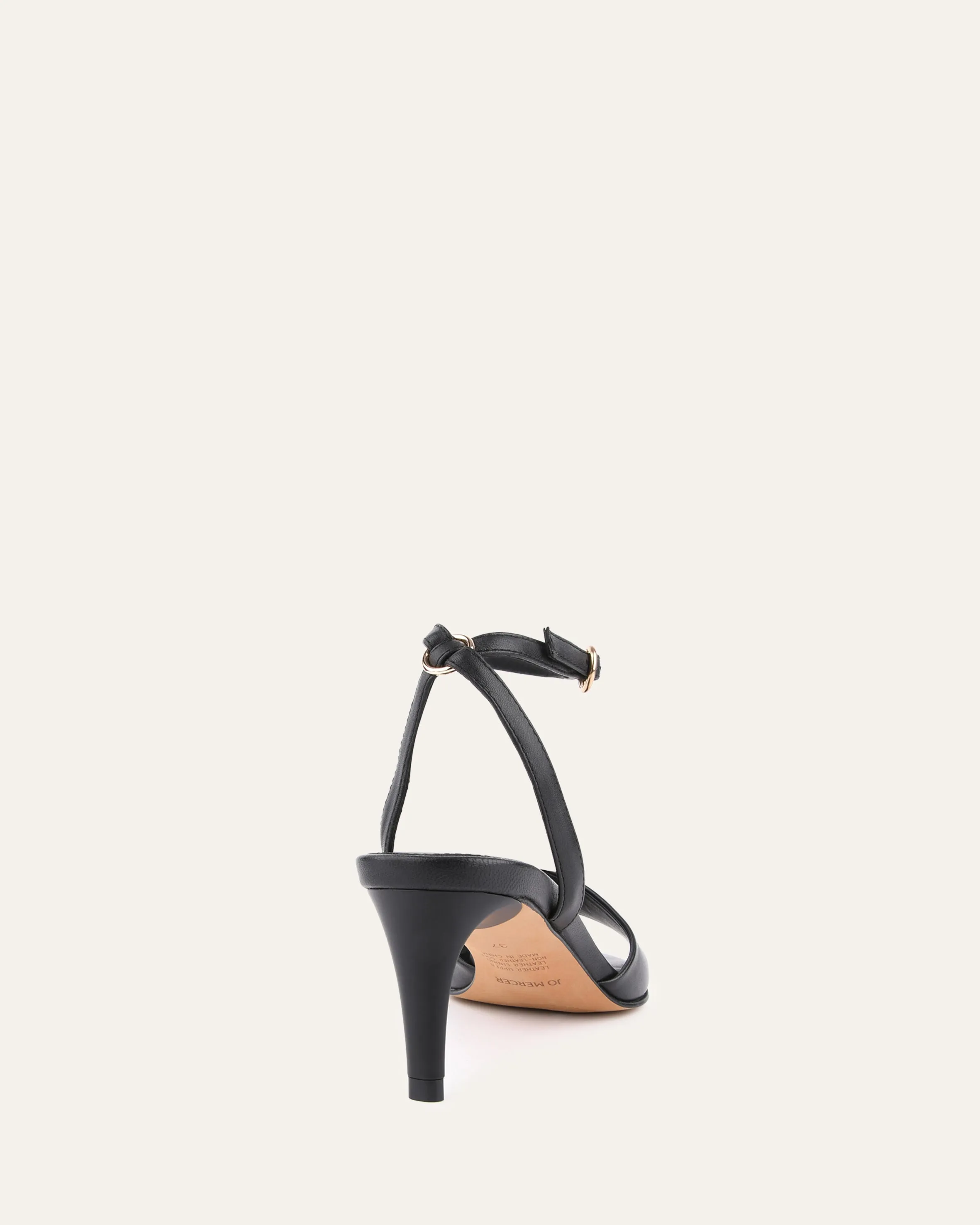 TANYA MID HEEL SANDALS BLACK LEATHER Jo Mercer