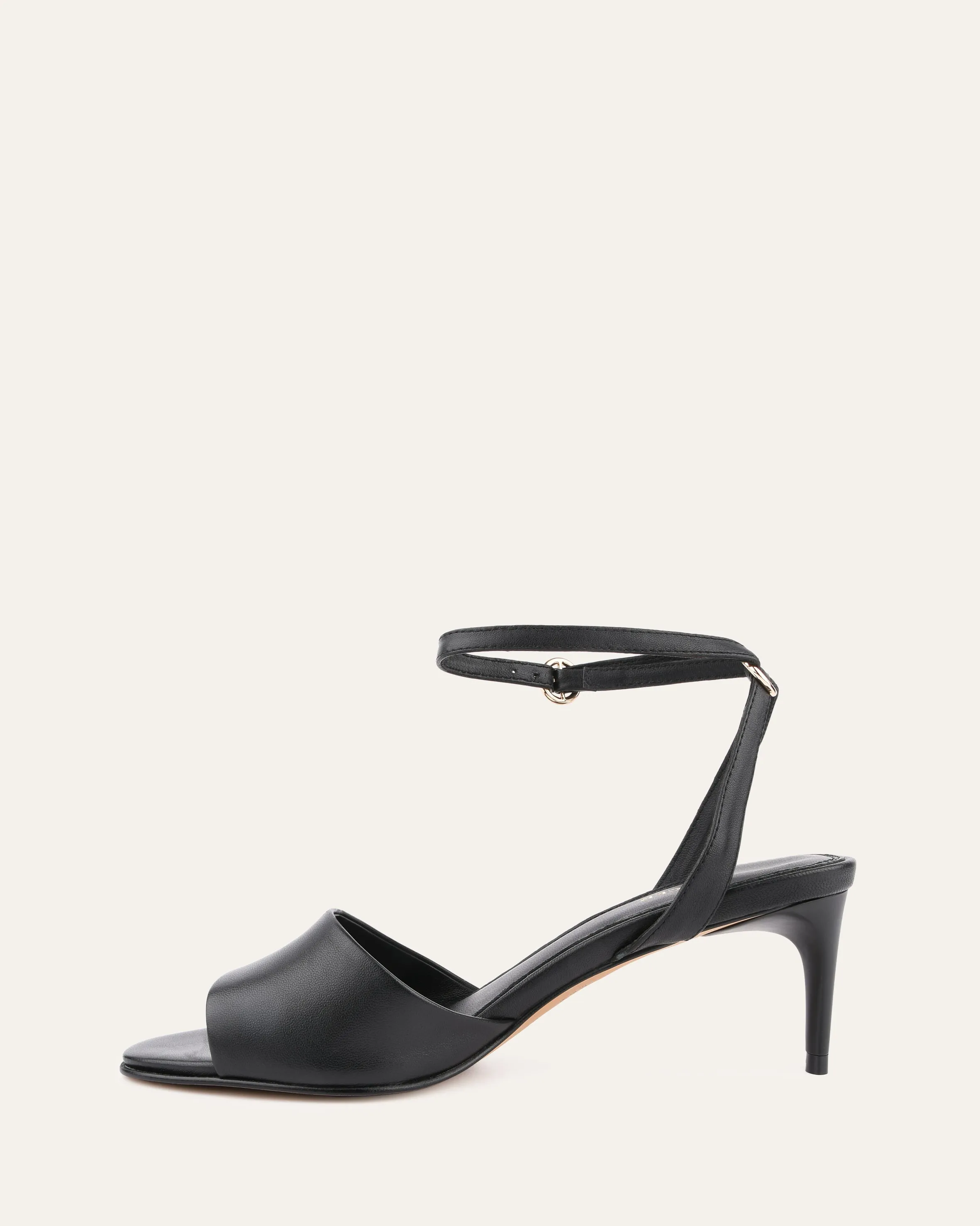 TANYA MID HEEL SANDALS BLACK LEATHER Jo Mercer