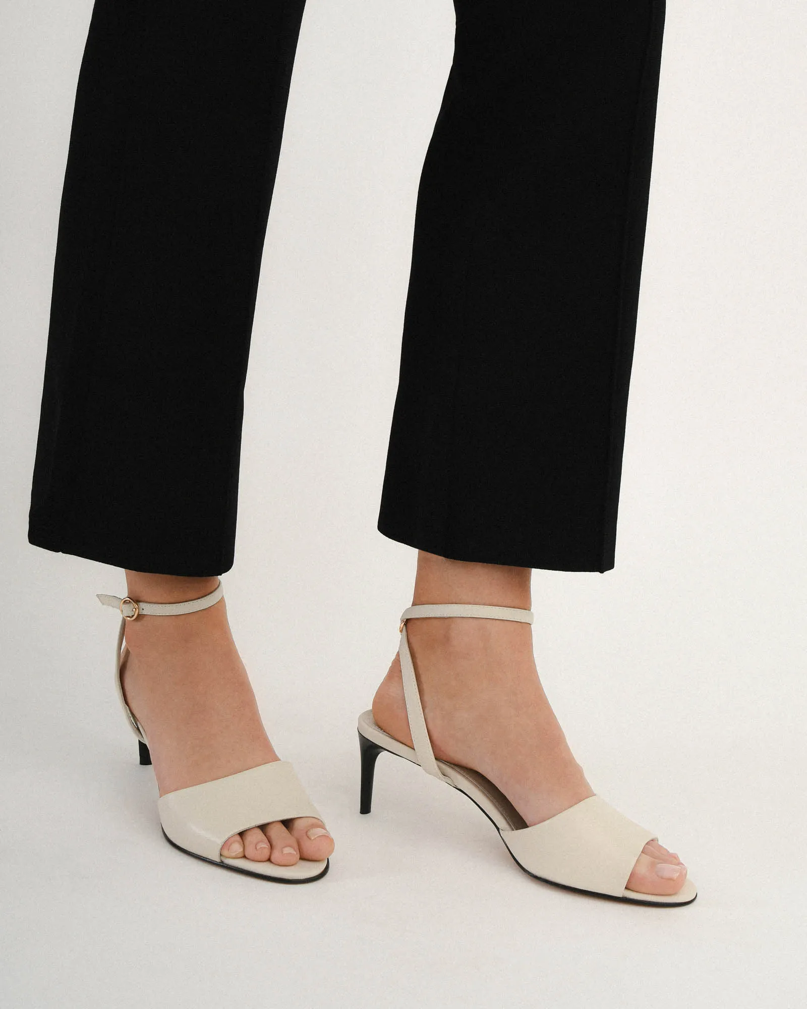 TANYA MID HEEL SANDALS OFF WHITE LEATHER Jo Mercer