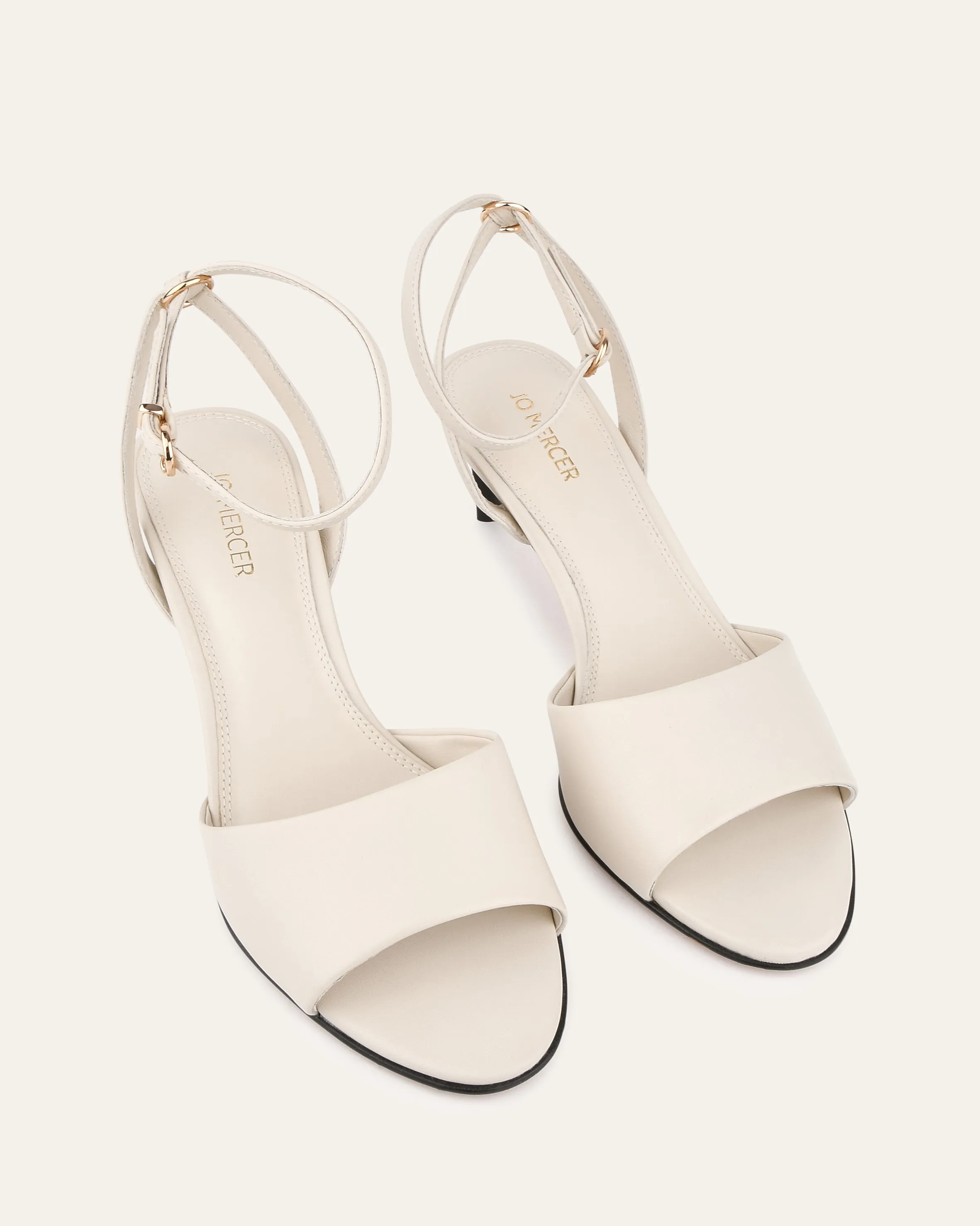 TANYA MID HEEL SANDALS OFF WHITE LEATHER Jo Mercer