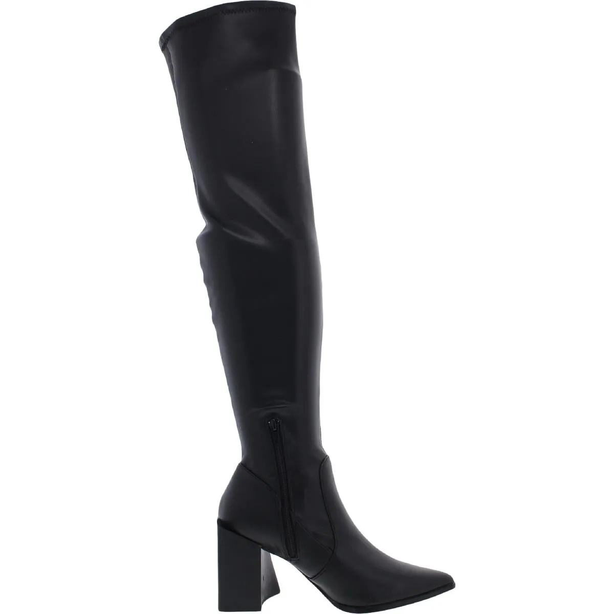 Tanzee Womens Faux Leather Pointed Toe Over-The-Knee Boots