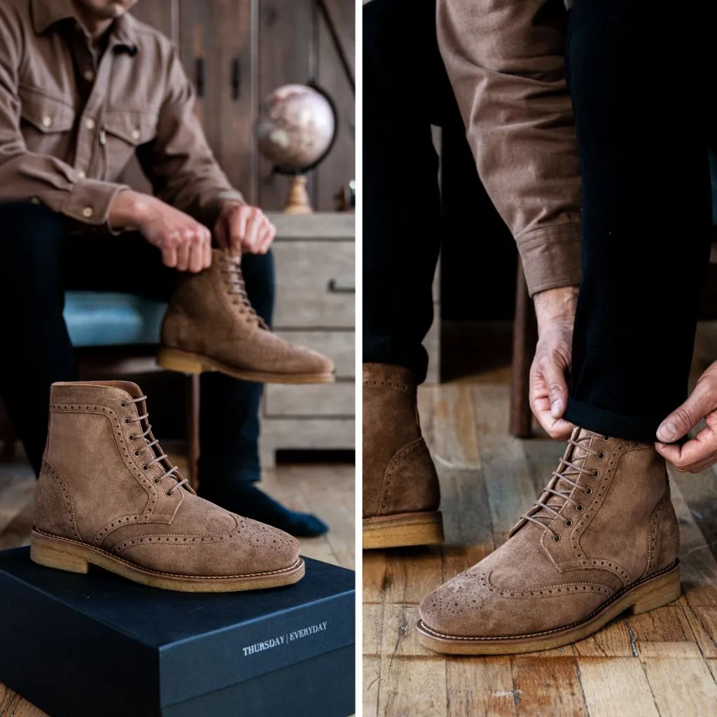 Thursday Wingtip | Caramel Suede