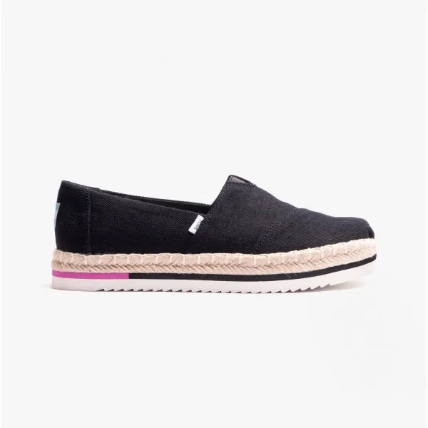 TOMS ALPARGATA PLATFORM ROPE Womens Espadrille Black