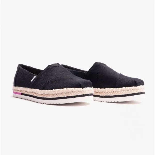 TOMS ALPARGATA PLATFORM ROPE Womens Espadrille Black