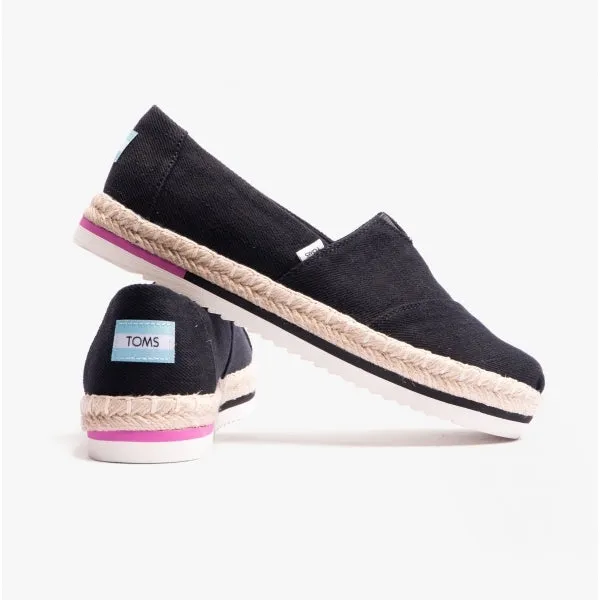 TOMS ALPARGATA PLATFORM ROPE Womens Espadrille Black