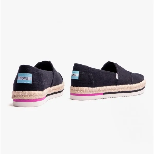 TOMS ALPARGATA PLATFORM ROPE Womens Espadrille Black