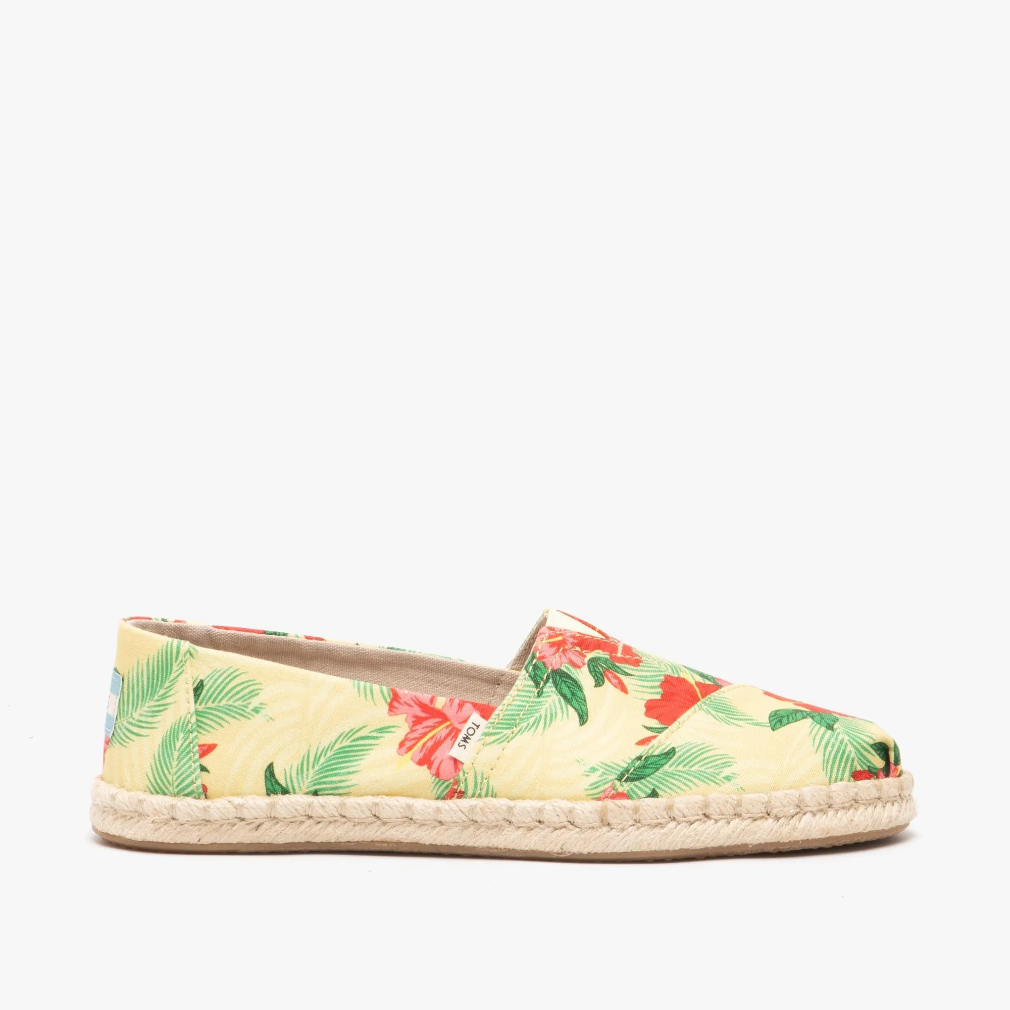 TOMS ALPARGATA ROPE Womens Canvas Shoes Yellow Hibiscus