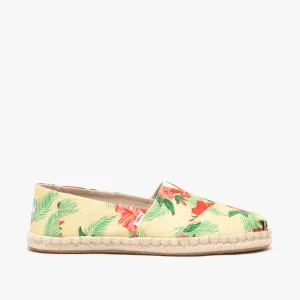 TOMS ALPARGATA ROPE Womens Canvas Shoes Yellow Hibiscus