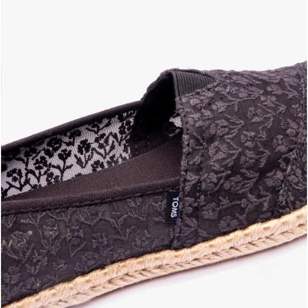 TOMS ALPARGATA ROPE Womens Posy Lace Espadrille Black