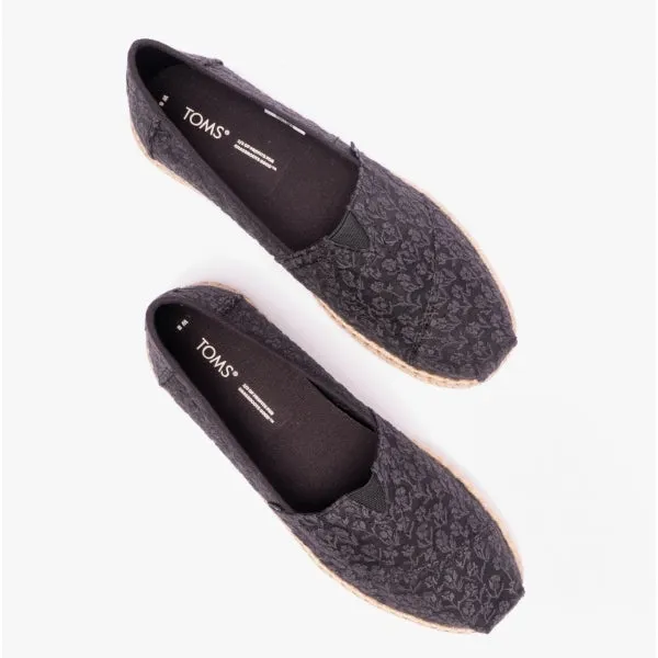 TOMS ALPARGATA ROPE Womens Posy Lace Espadrille Black