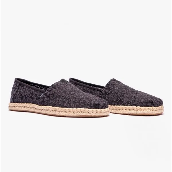 TOMS ALPARGATA ROPE Womens Posy Lace Espadrille Black