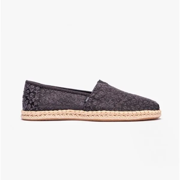 TOMS ALPARGATA ROPE Womens Posy Lace Espadrille Black