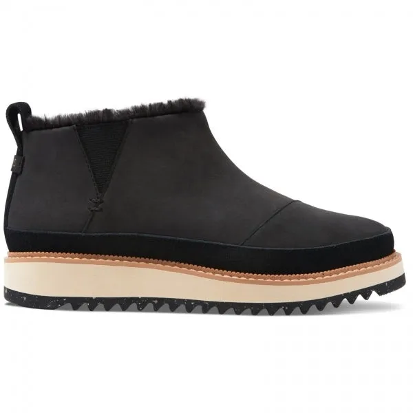 TOMS MARLO Womens Suede Sawtooth Sole Boots Black