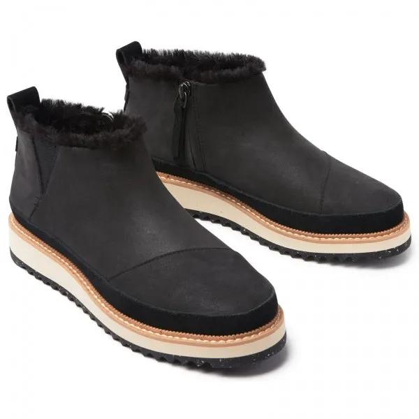 TOMS MARLO Womens Suede Sawtooth Sole Boots Black