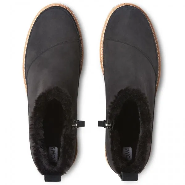 TOMS MARLO Womens Suede Sawtooth Sole Boots Black