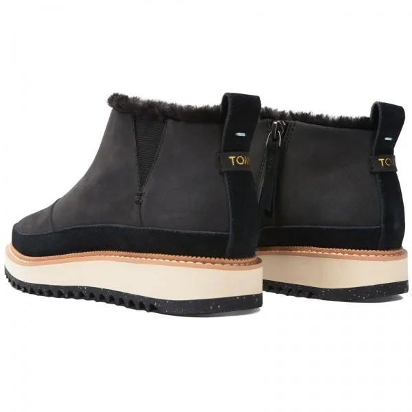 TOMS MARLO Womens Suede Sawtooth Sole Boots Black