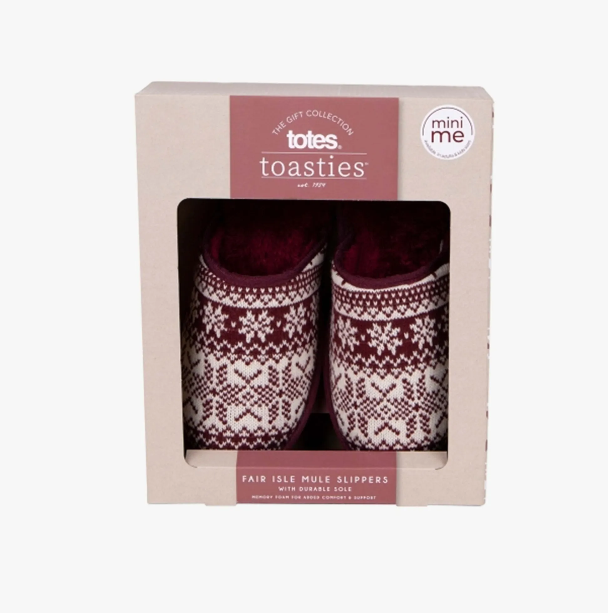 Totes Toasties FAIR ISLE Mens Mule Slippers Multi