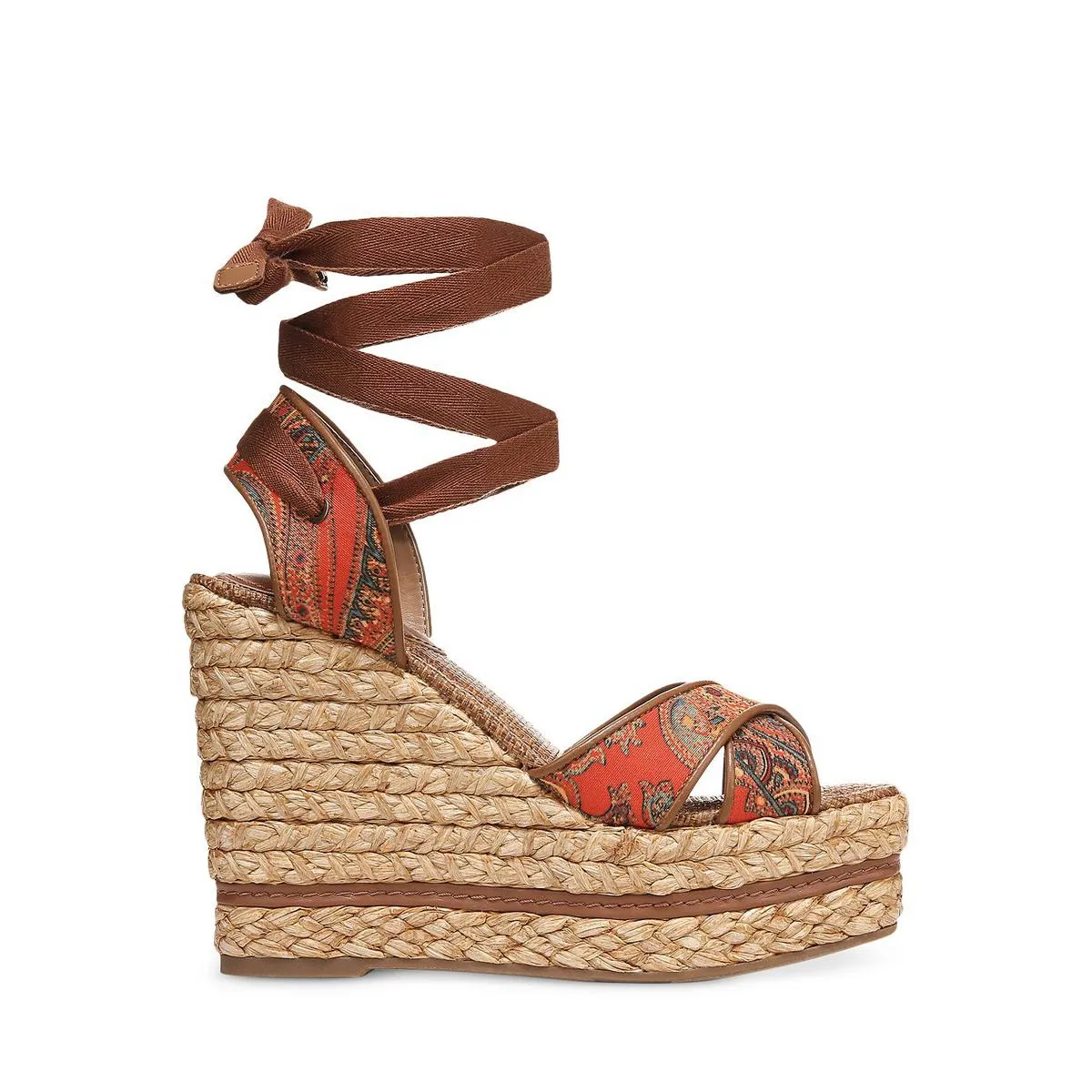 Vaughn Womens Paisley Raffia Wedge Sandals