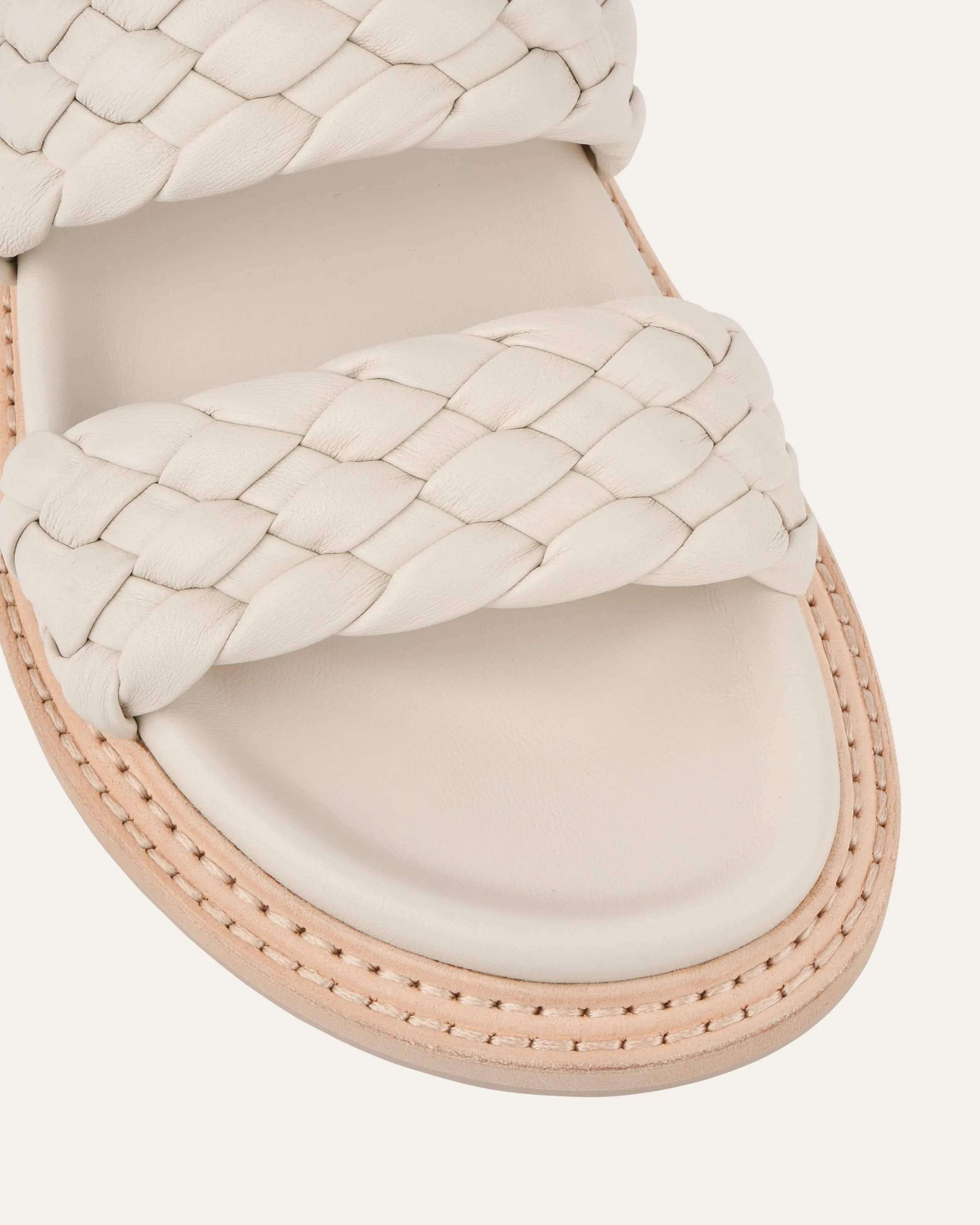 VEGA FLAT SANDALS OFF WHITE LEATHER Jo Mercer
