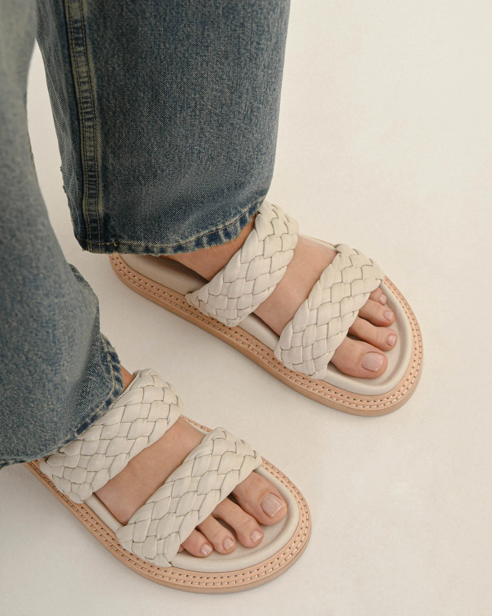 VEGA FLAT SANDALS OFF WHITE LEATHER Jo Mercer