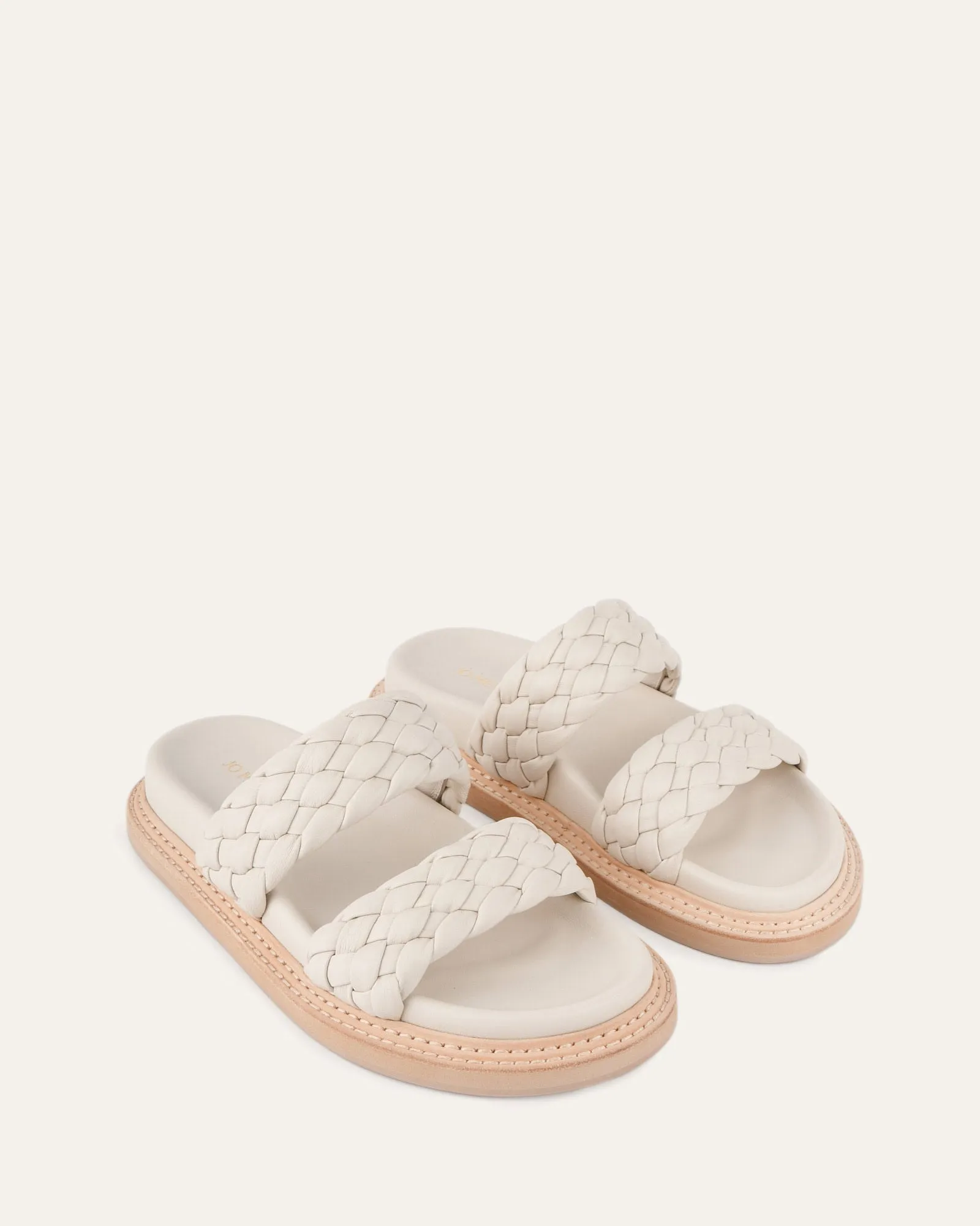 VEGA FLAT SANDALS OFF WHITE LEATHER Jo Mercer