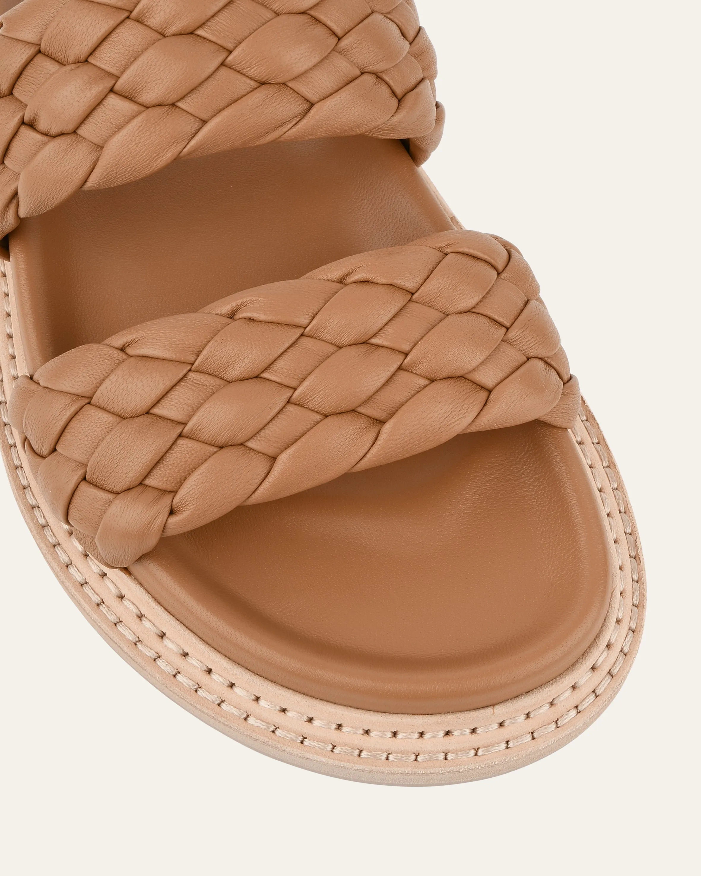 VEGA FLAT SANDALS TOFFEE LEATHER Jo Mercer