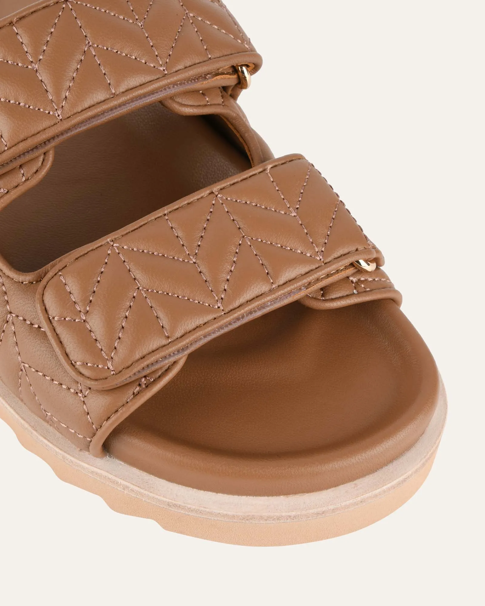 VERITY FLAT SANDALS CARAMEL LEATHER Jo Mercer