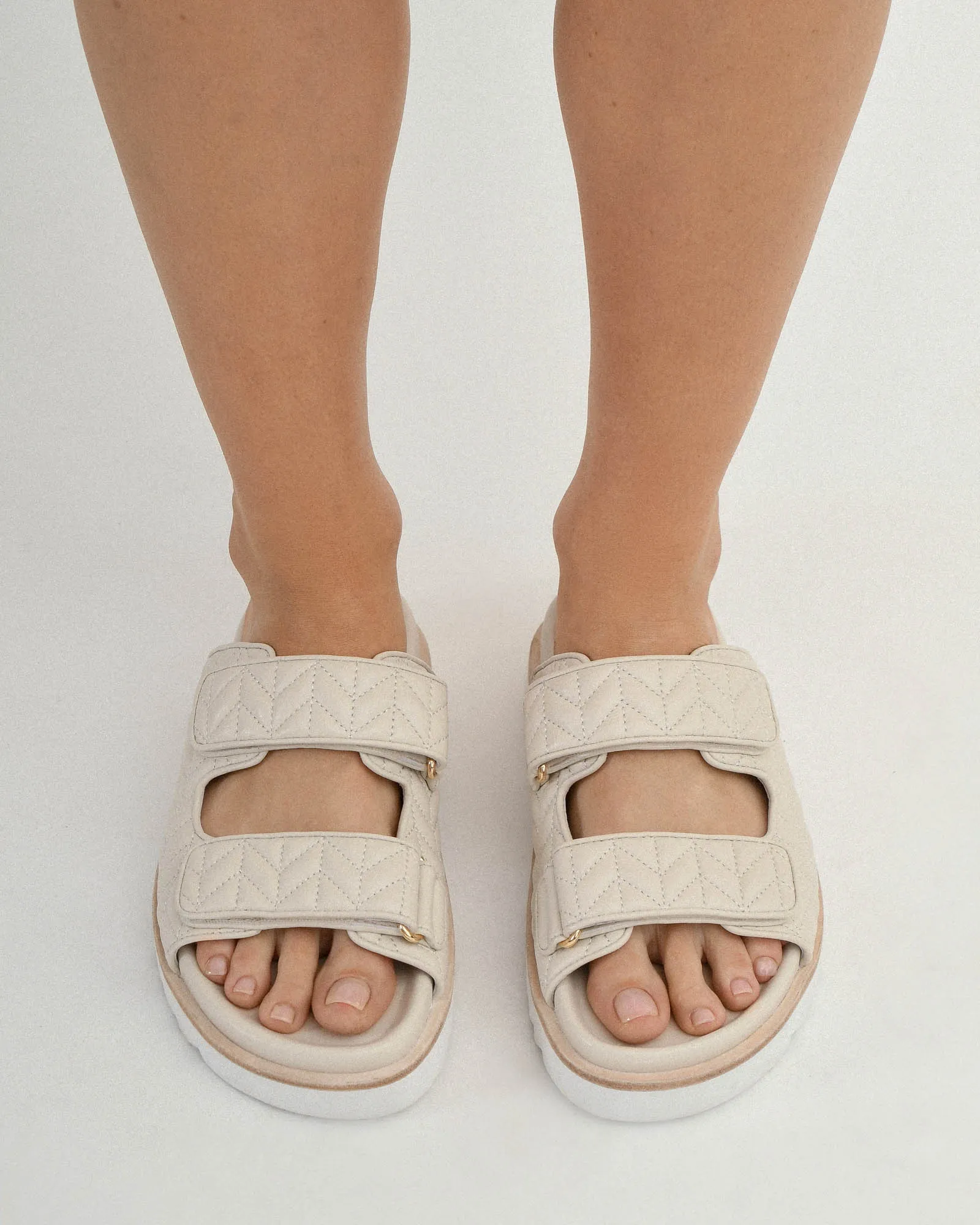 VERITY FLAT SANDALS OFF WHITE LEATHER Jo Mercer