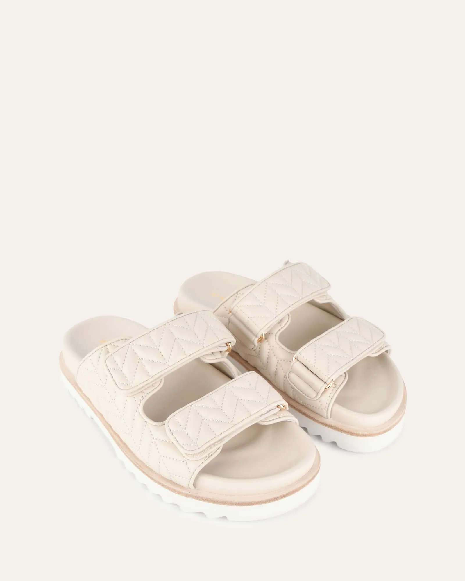 VERITY FLAT SANDALS OFF WHITE LEATHER Jo Mercer