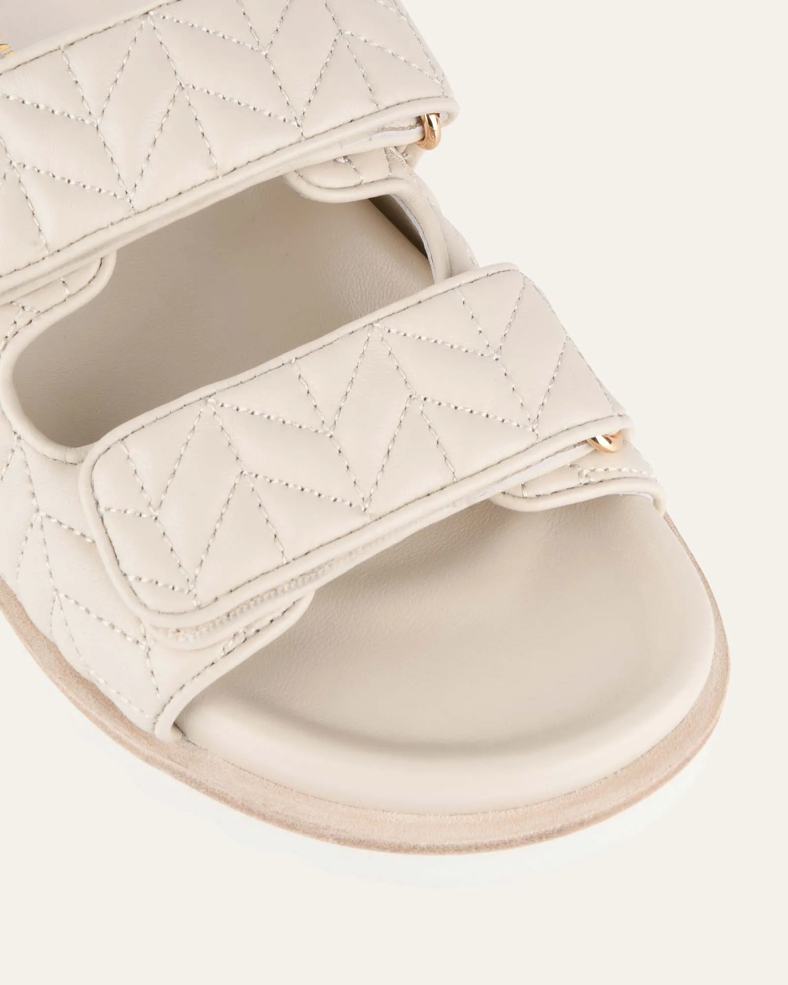 VERITY FLAT SANDALS OFF WHITE LEATHER Jo Mercer