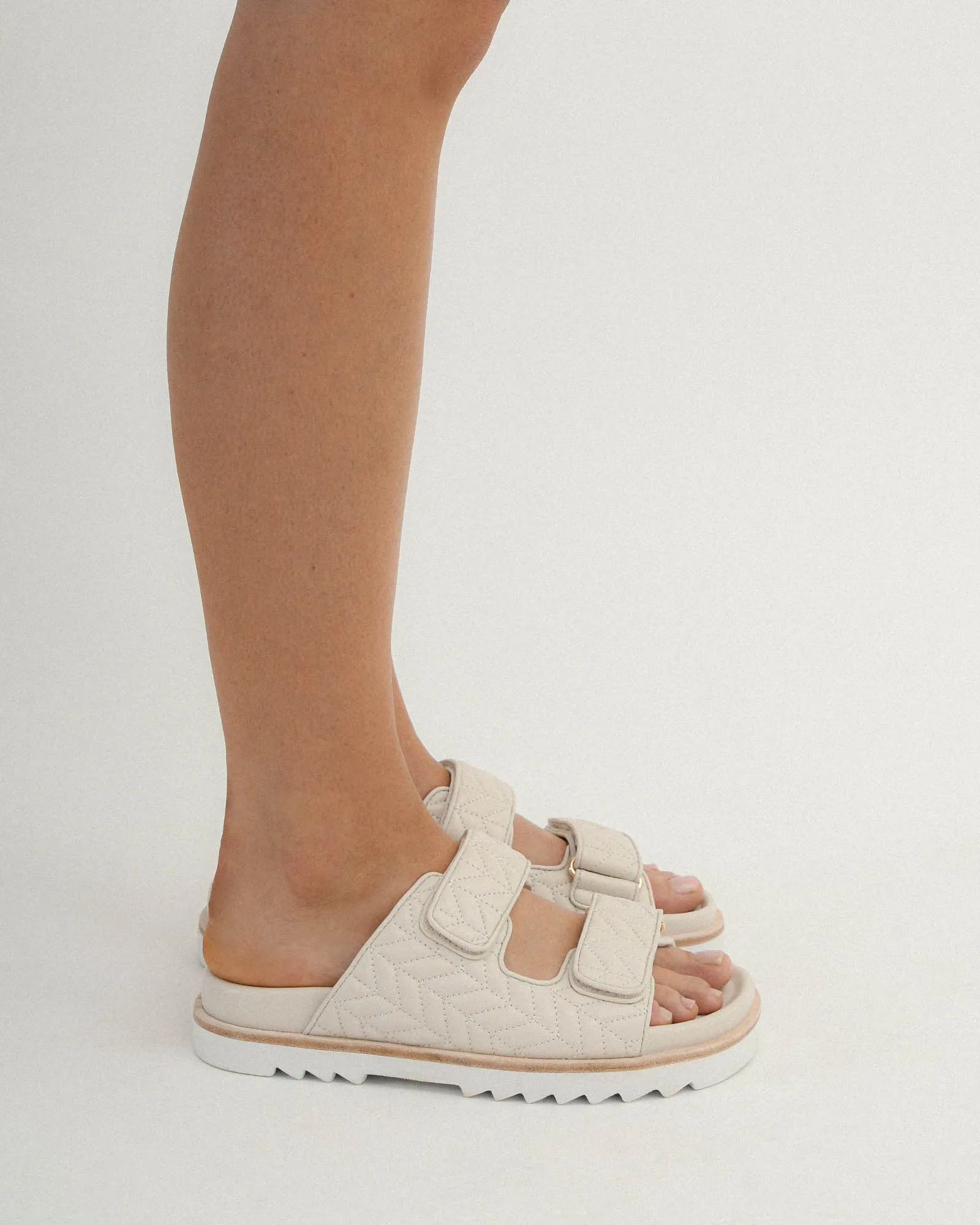 VERITY FLAT SANDALS OFF WHITE LEATHER Jo Mercer