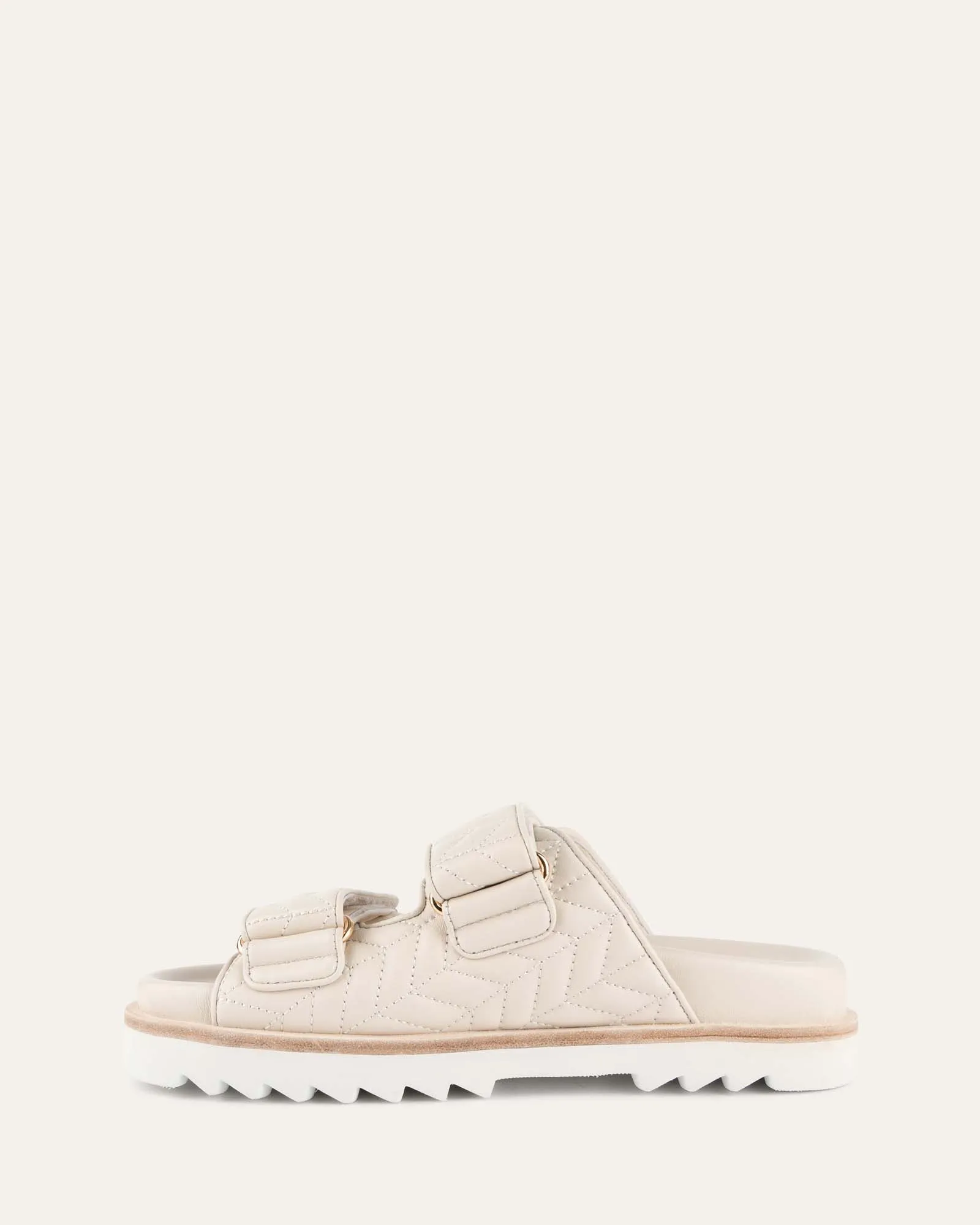 VERITY FLAT SANDALS OFF WHITE LEATHER Jo Mercer