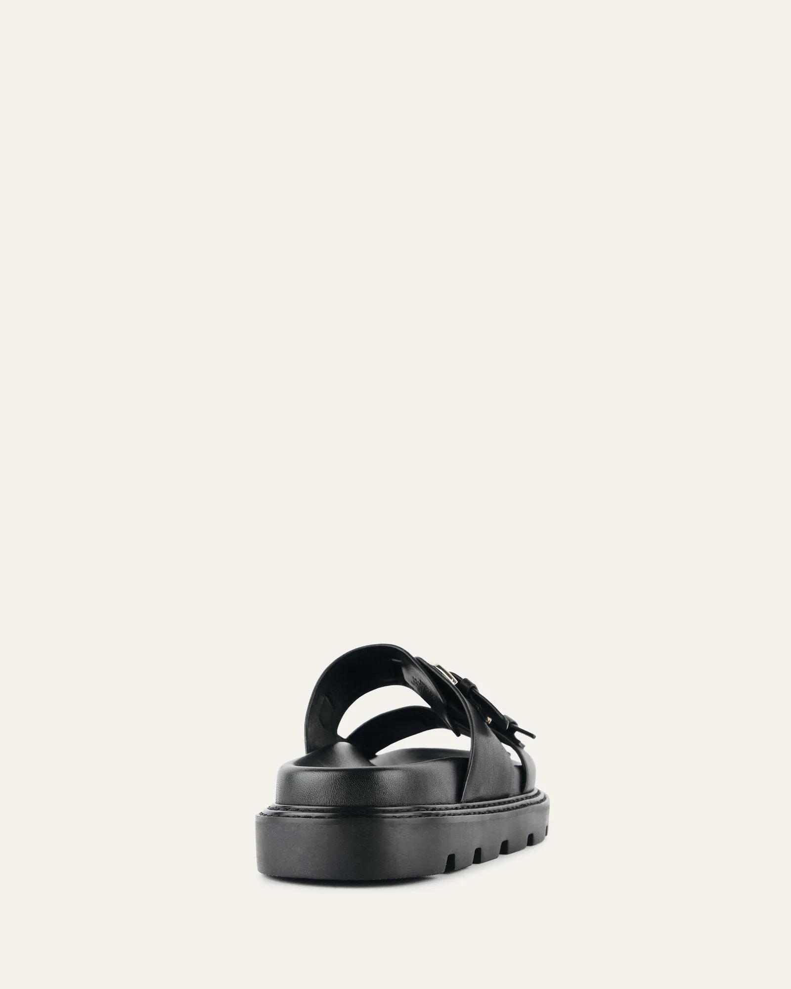 VICHY FLAT SANDALS BLACK LEATHER Jo Mercer