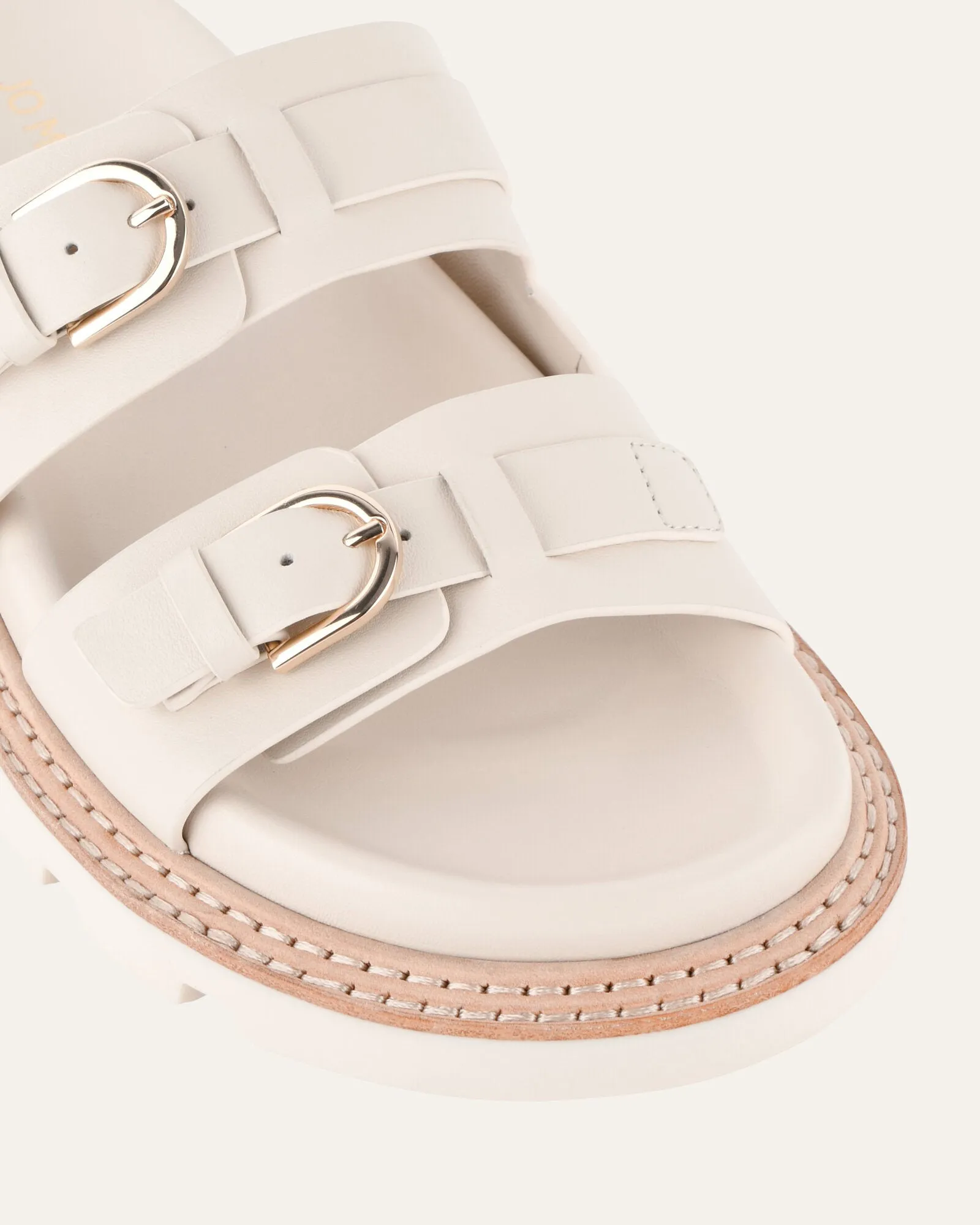 VICHY FLAT SANDALS OFF WHITE LEATHER Jo Mercer