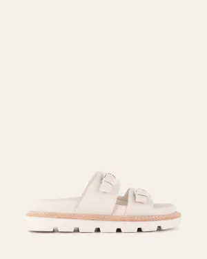 VICHY FLAT SANDALS OFF WHITE LEATHER Jo Mercer