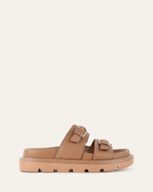 VICHY FLAT SANDALS TAN LEATHER Jo Mercer