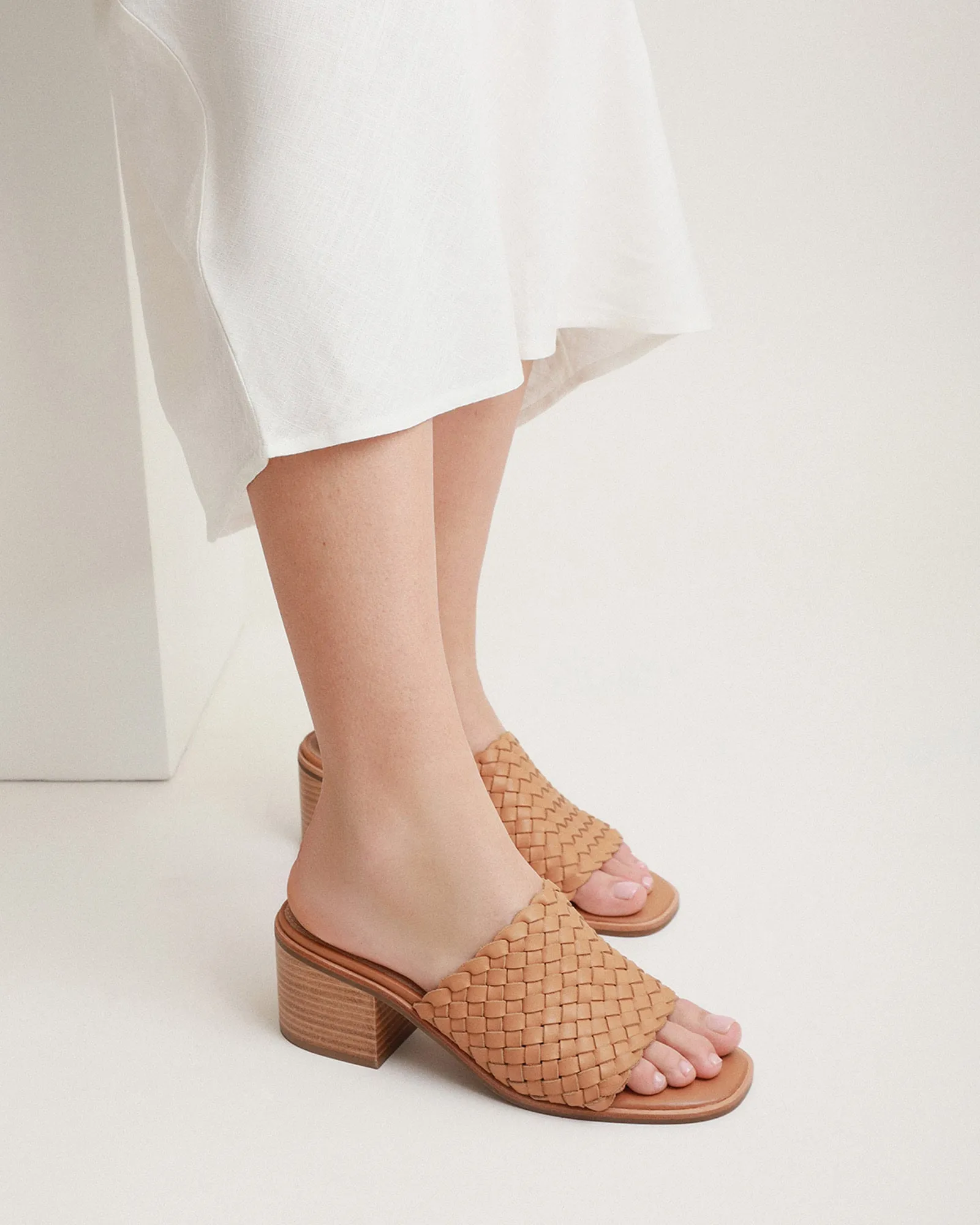 WHALER MID HEEL SANDALS TAN LEATHER Jo Mercer