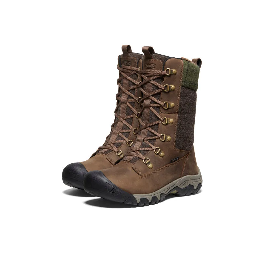 Women's Greta Tall Waterproof Boot  |  Dark Earth/Green Plaid KEEN