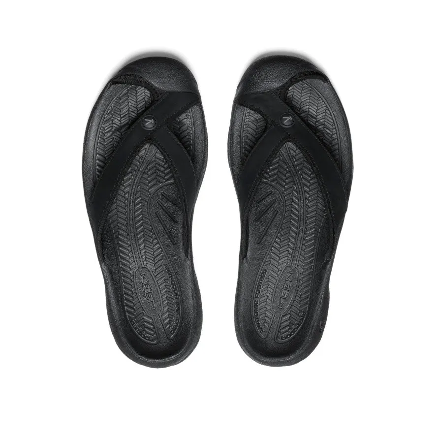 Women's Waimea Leather Flip-Flop  |  Black/Black KEEN