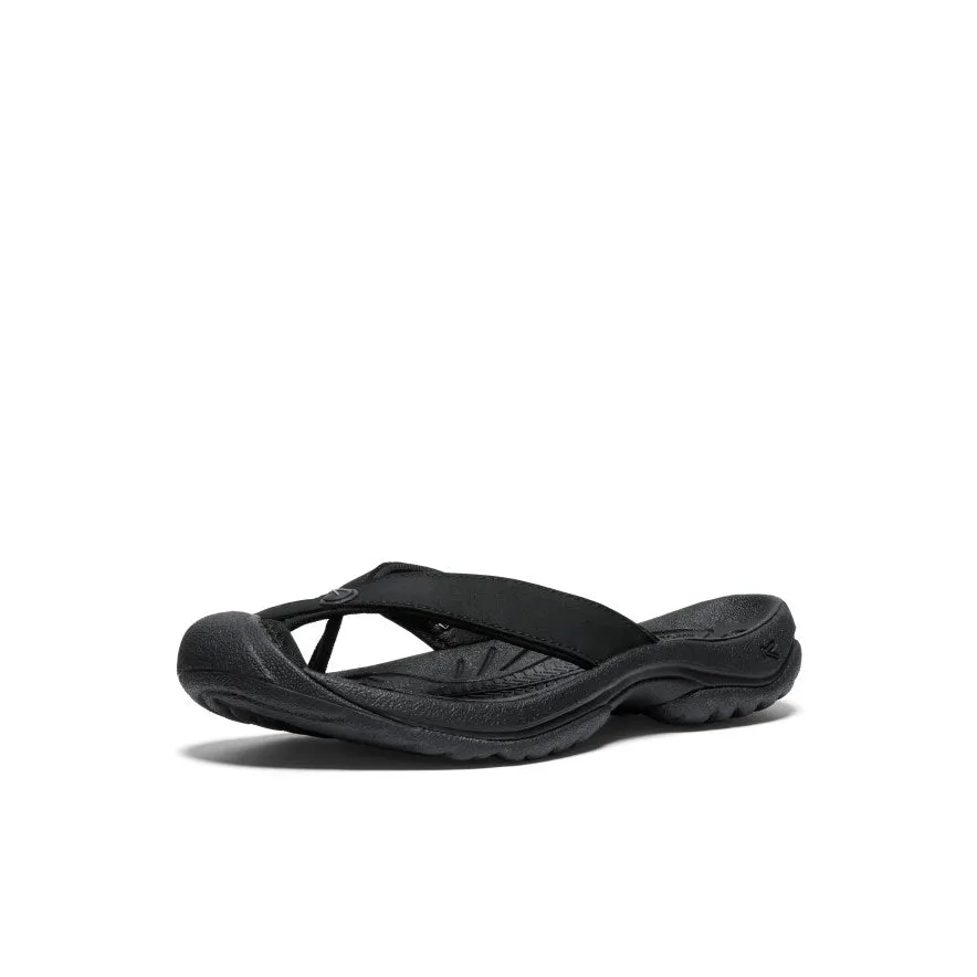 Women's Waimea Leather Flip-Flop  |  Black/Black KEEN