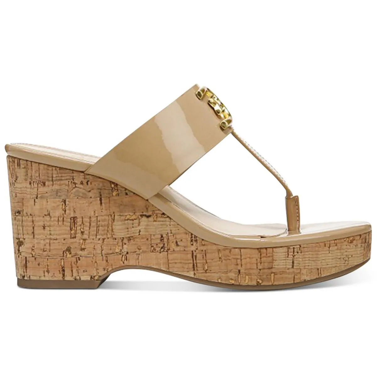 Yardlie Womens Patent Cork Wedge Sandals