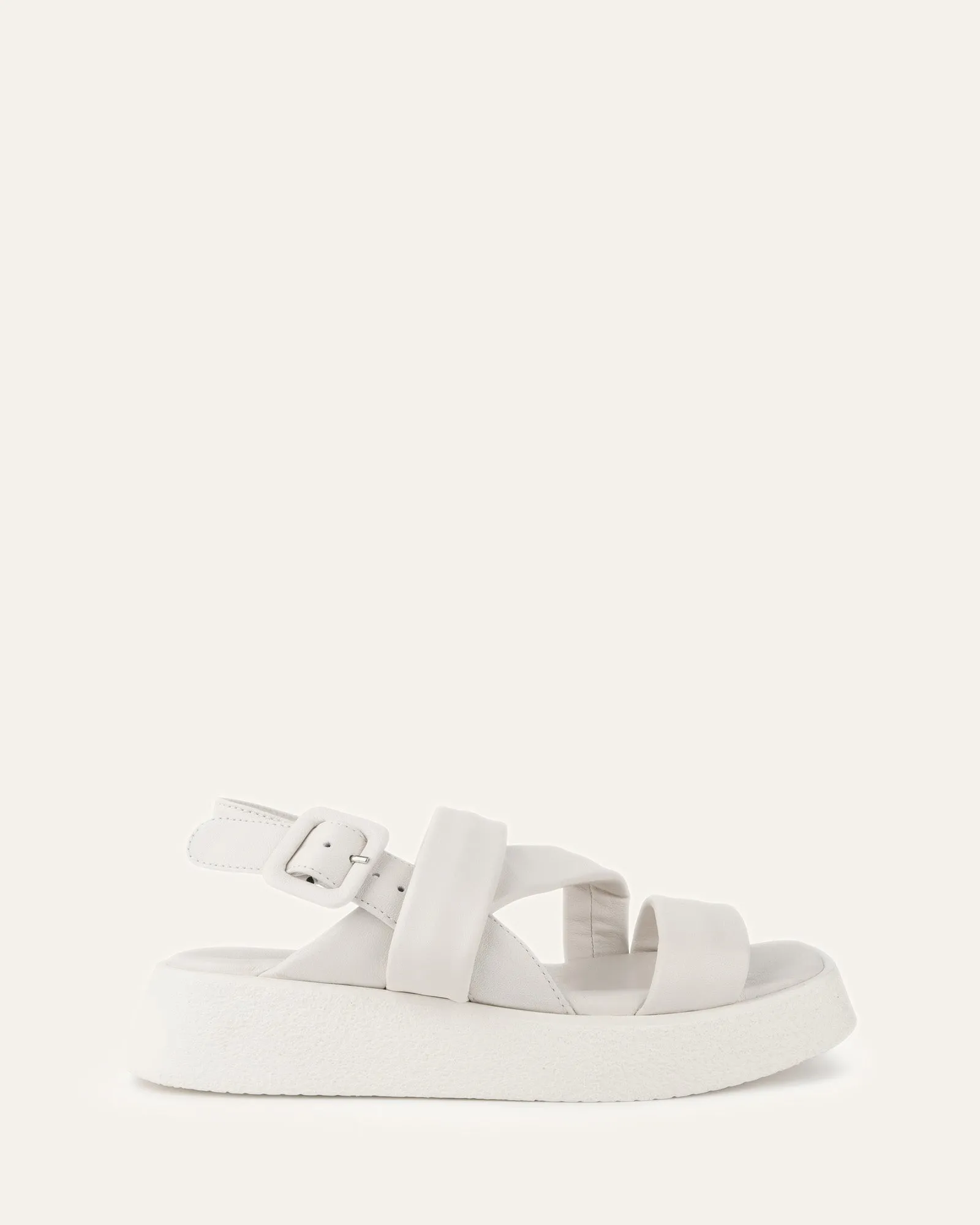 ZIA FLAT SANDALS WHITE LEATHER Jo Mercer