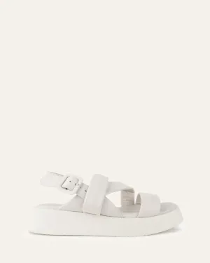 ZIA FLAT SANDALS WHITE LEATHER Jo Mercer