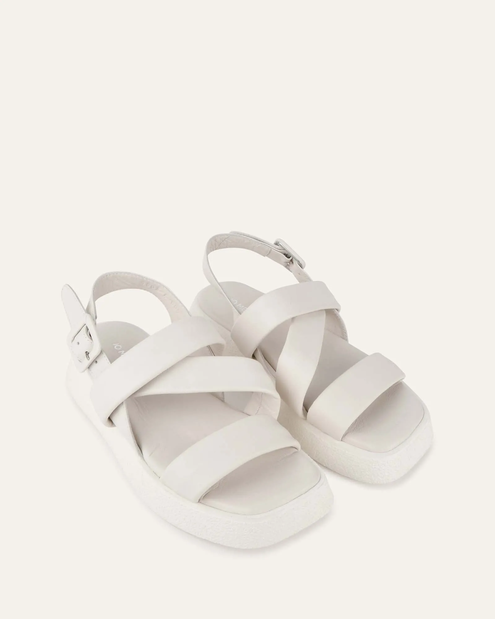 ZIA FLAT SANDALS WHITE LEATHER Jo Mercer
