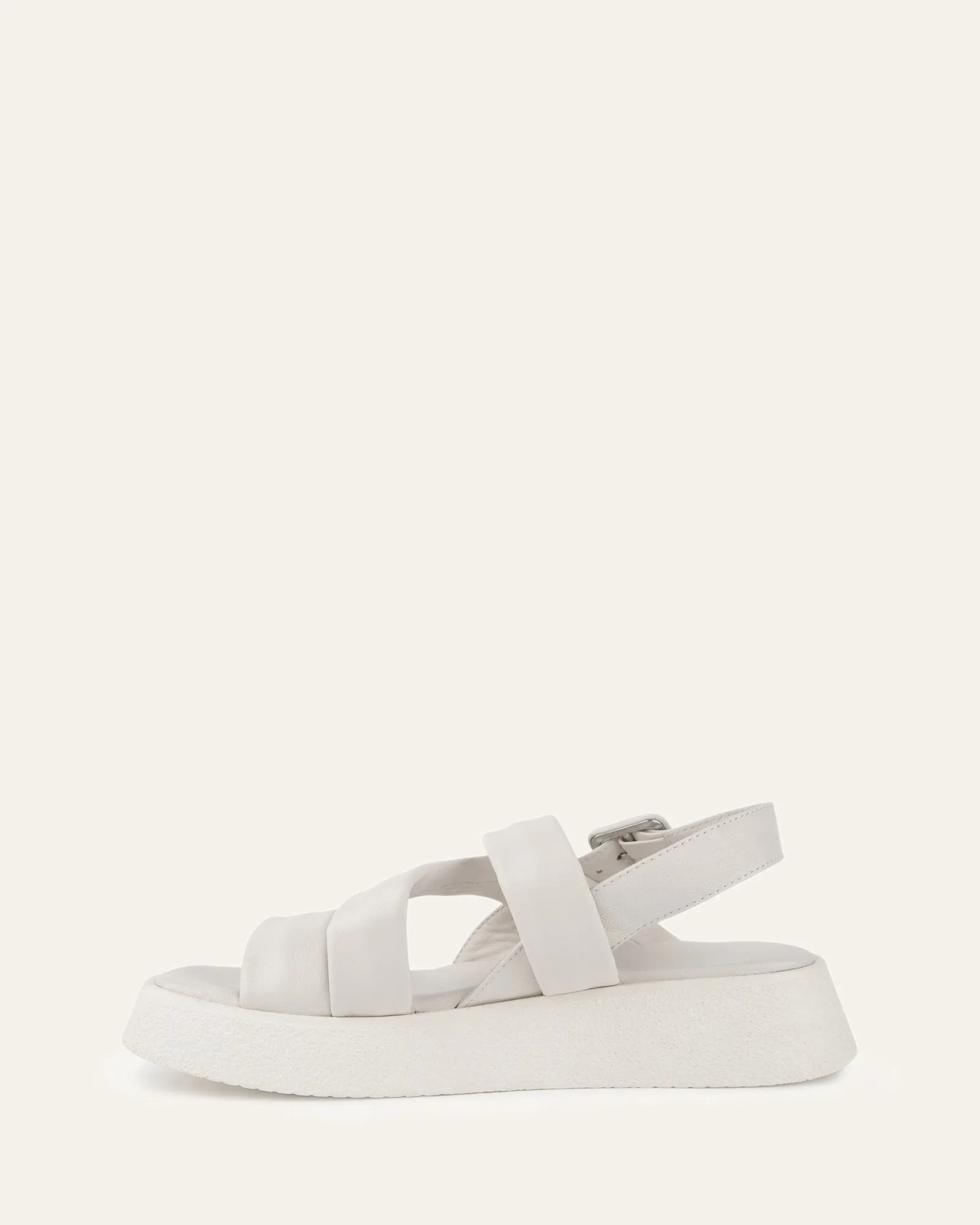 ZIA FLAT SANDALS WHITE LEATHER Jo Mercer