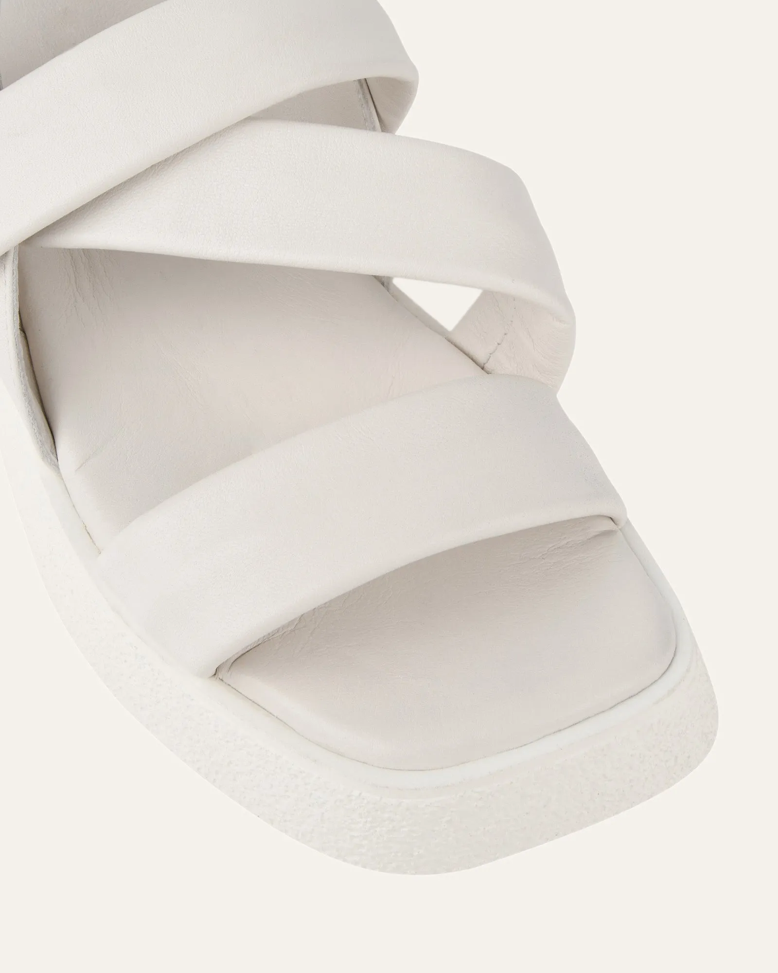 ZIA FLAT SANDALS WHITE LEATHER Jo Mercer