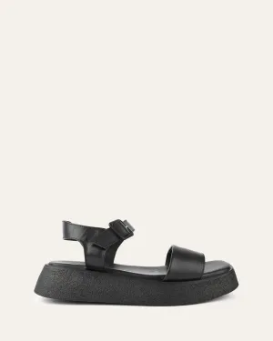 ZURI FLAT SANDALS BLACK LEATHER Jo Mercer