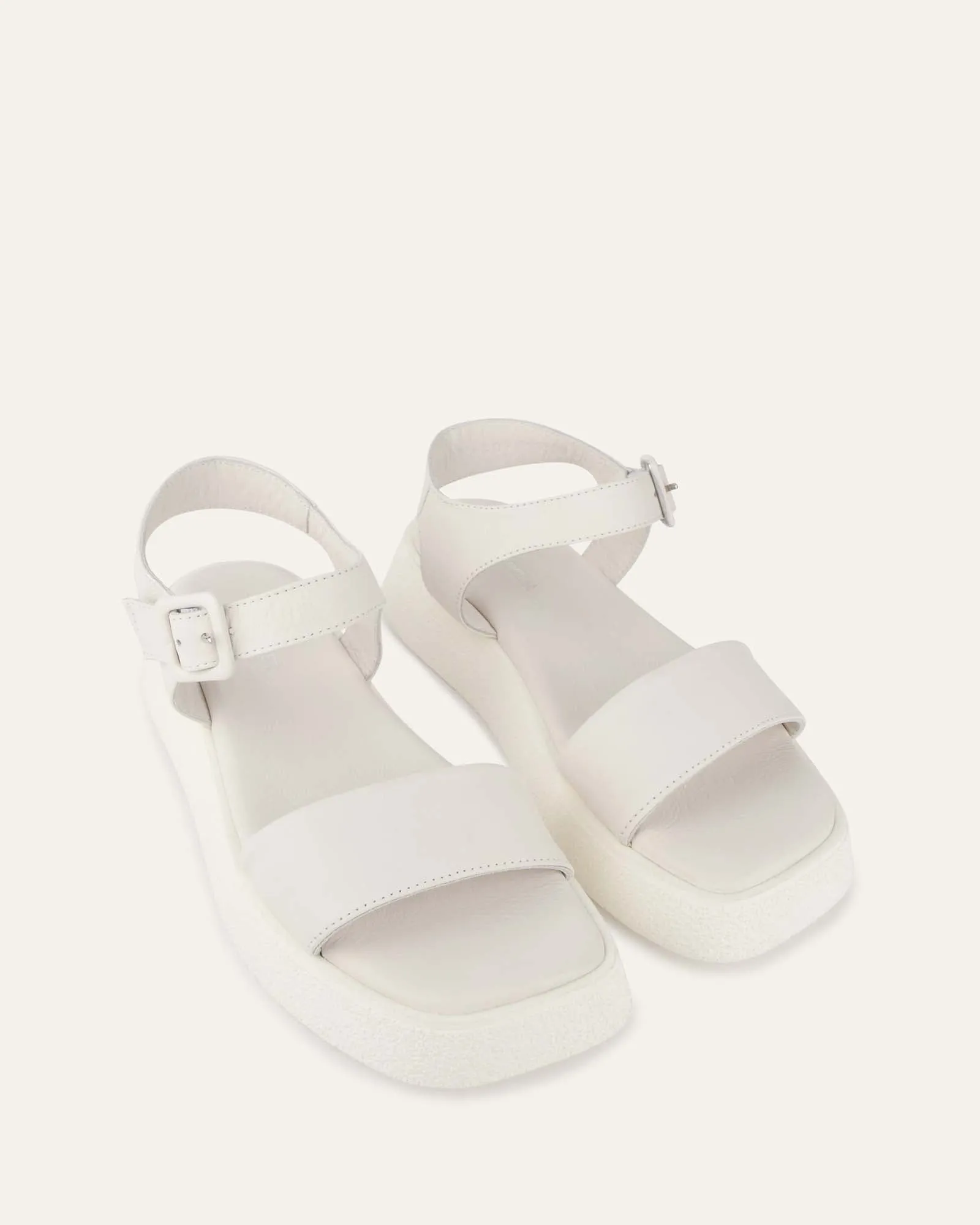 ZURI FLAT SANDALS WHITE LEATHER Jo Mercer